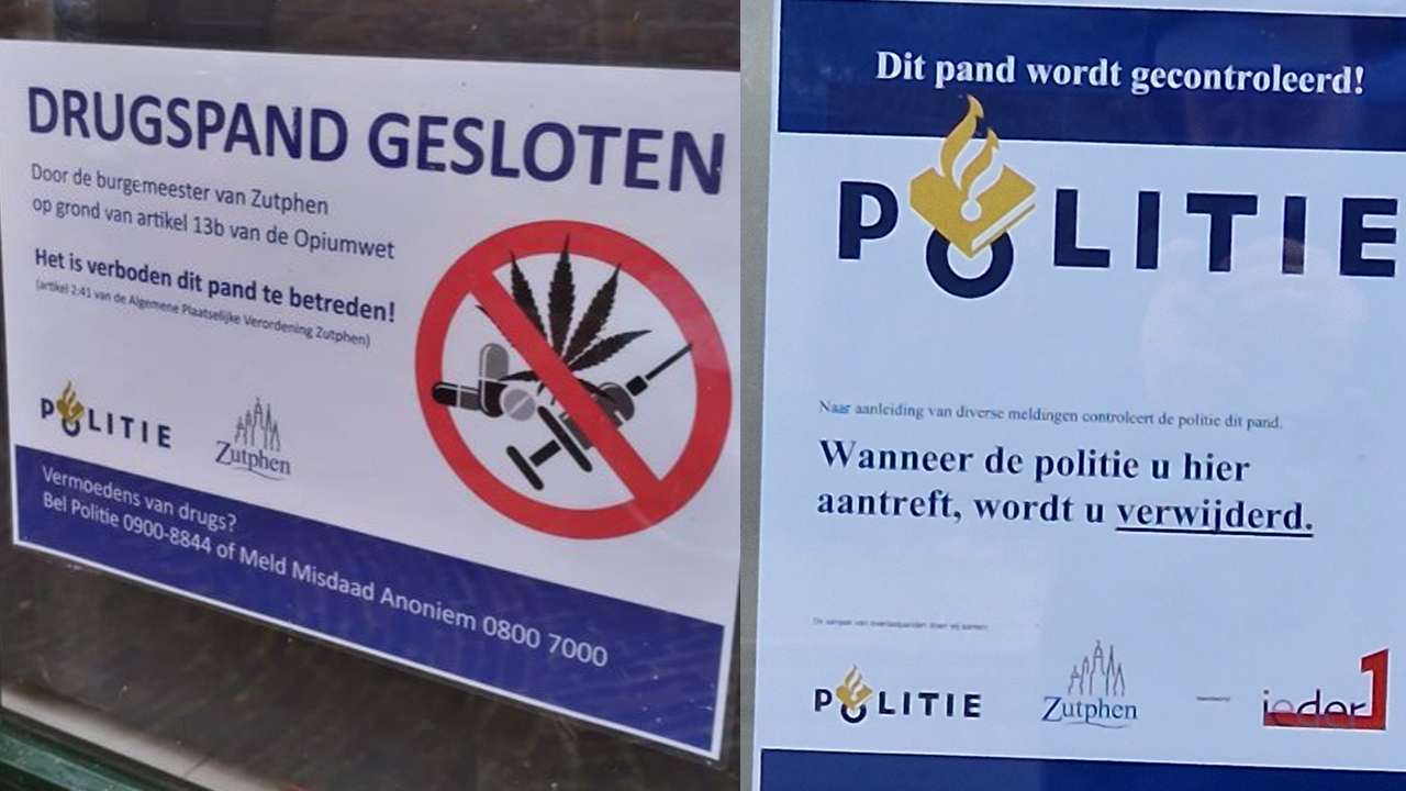 Drugspand! Wanneer de politie u hier aantreft wordt u verwijderd.